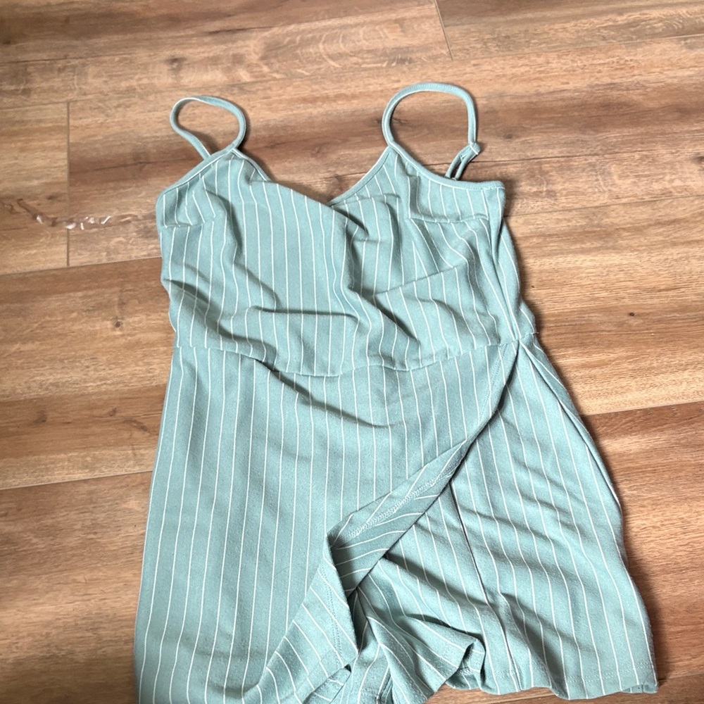 Striped Green Sleeveless Romper
